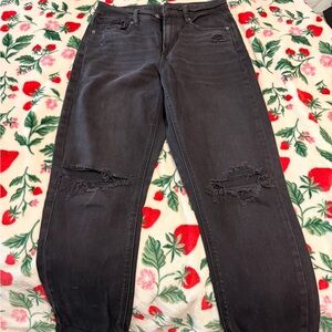 American Eagle Outfitters Black Distressed Mom Jeans